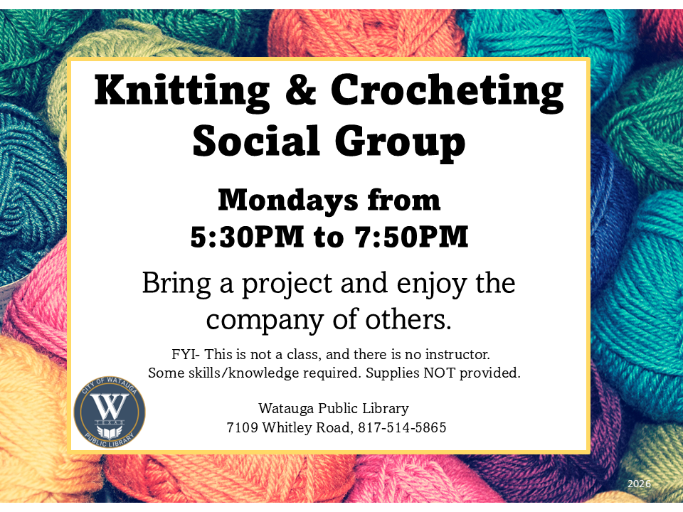 Watauga Public Library hosts adult knitting and crocheting social group