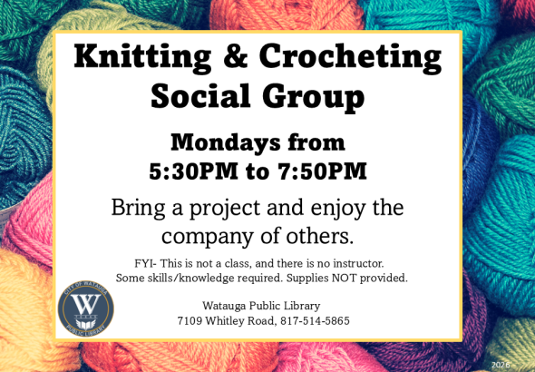 Watauga Library Hosts Knitting and Crocheting Social Group for Adults