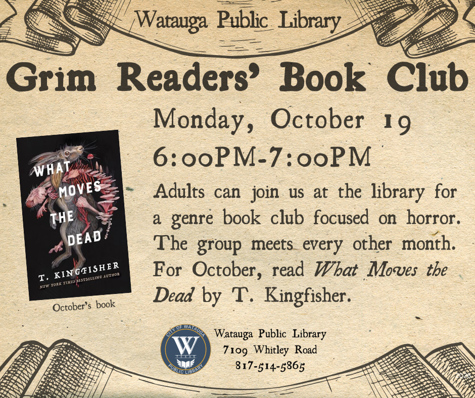 Grim Readers' Book Club to Meet Oct. 19 at Watauga Public Library