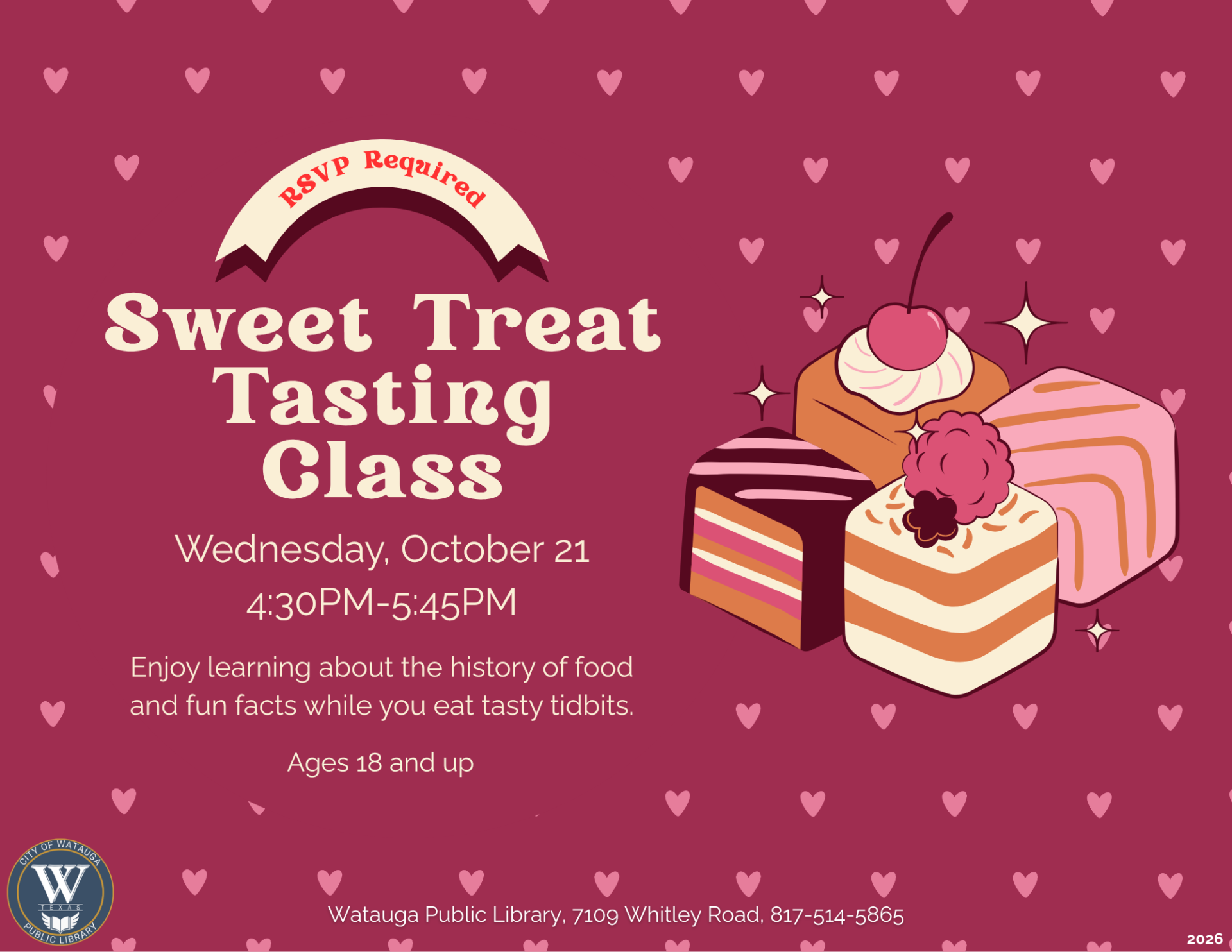 Watauga Library to Host Sweet Treat Tasting Class for Adults
